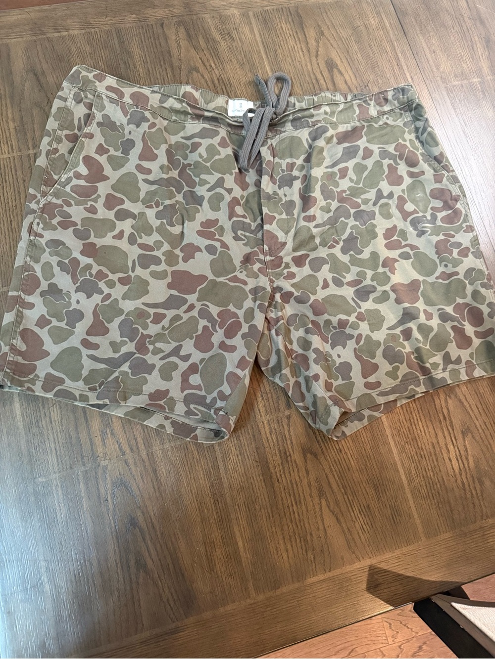 Camo Drawstring Shorts - Olive & Brown